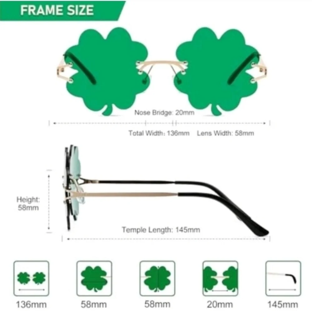 Unisex Fashion Green Clover Sunglasses